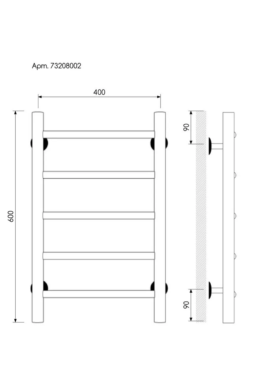 Полотенцесушитель водяной Laris Классик П5 400х600 хром