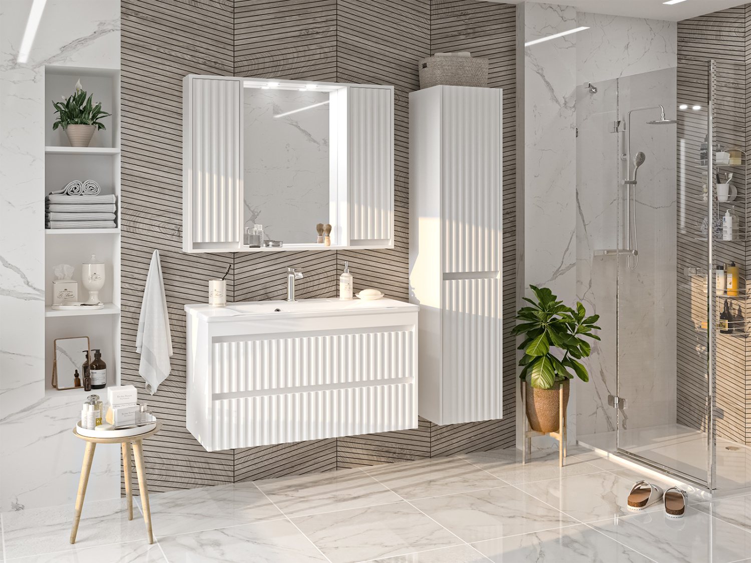 Тумба с раковиной Brevita Balaton 100 подвесная, белый