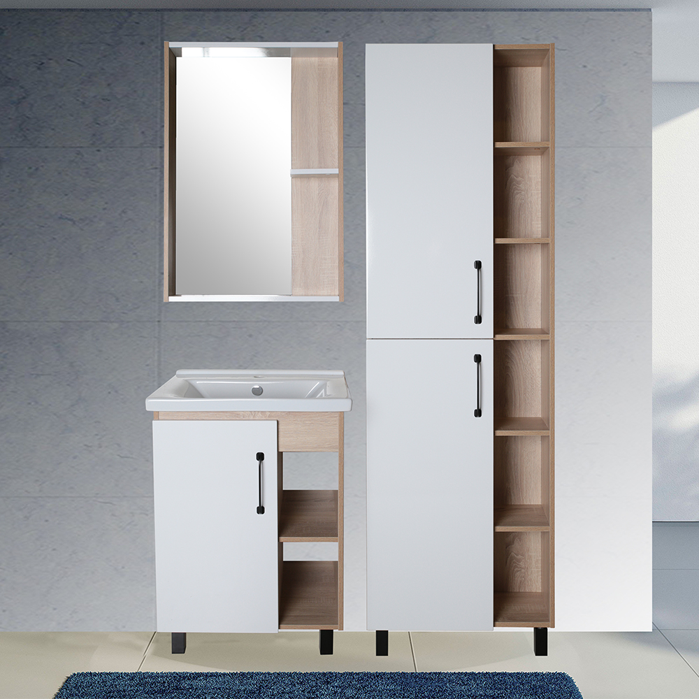 Мебель для ванной Асб-мебель Адель 60 комплект, напольный, белый/дуб сонома