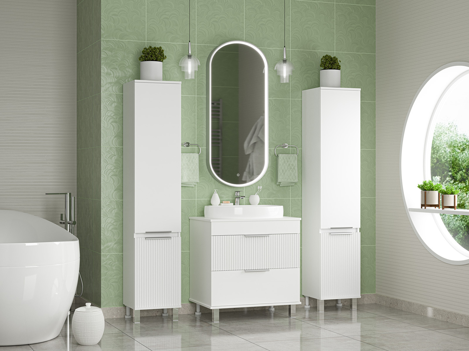 Тумба с раковиной Brevita Enfida 70, белый