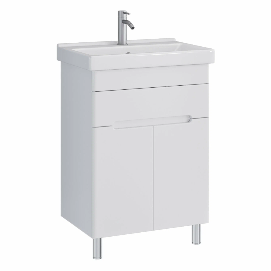 Тумба напольная SanStar Модена 60 с раковиной Фостер 60, белая