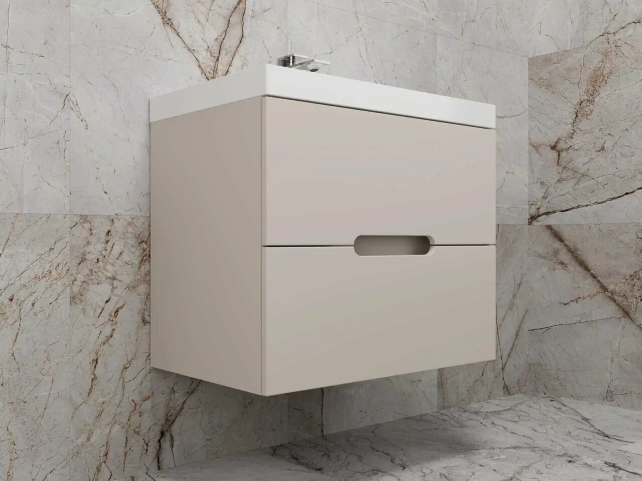 Тумба подвесная Style Line Матис 70 с раковиной Classic 70, крем