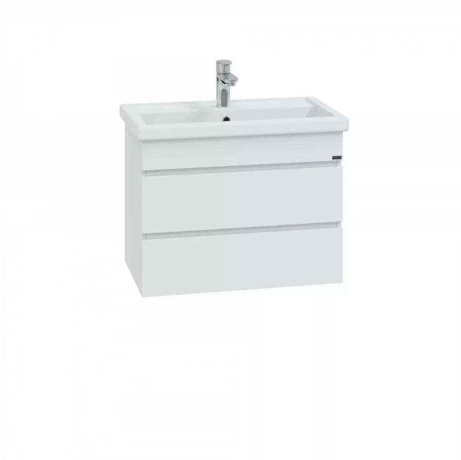 Тумба подвесная Санта Марс 70 с раковиной Фостер 70, два ящика, белая