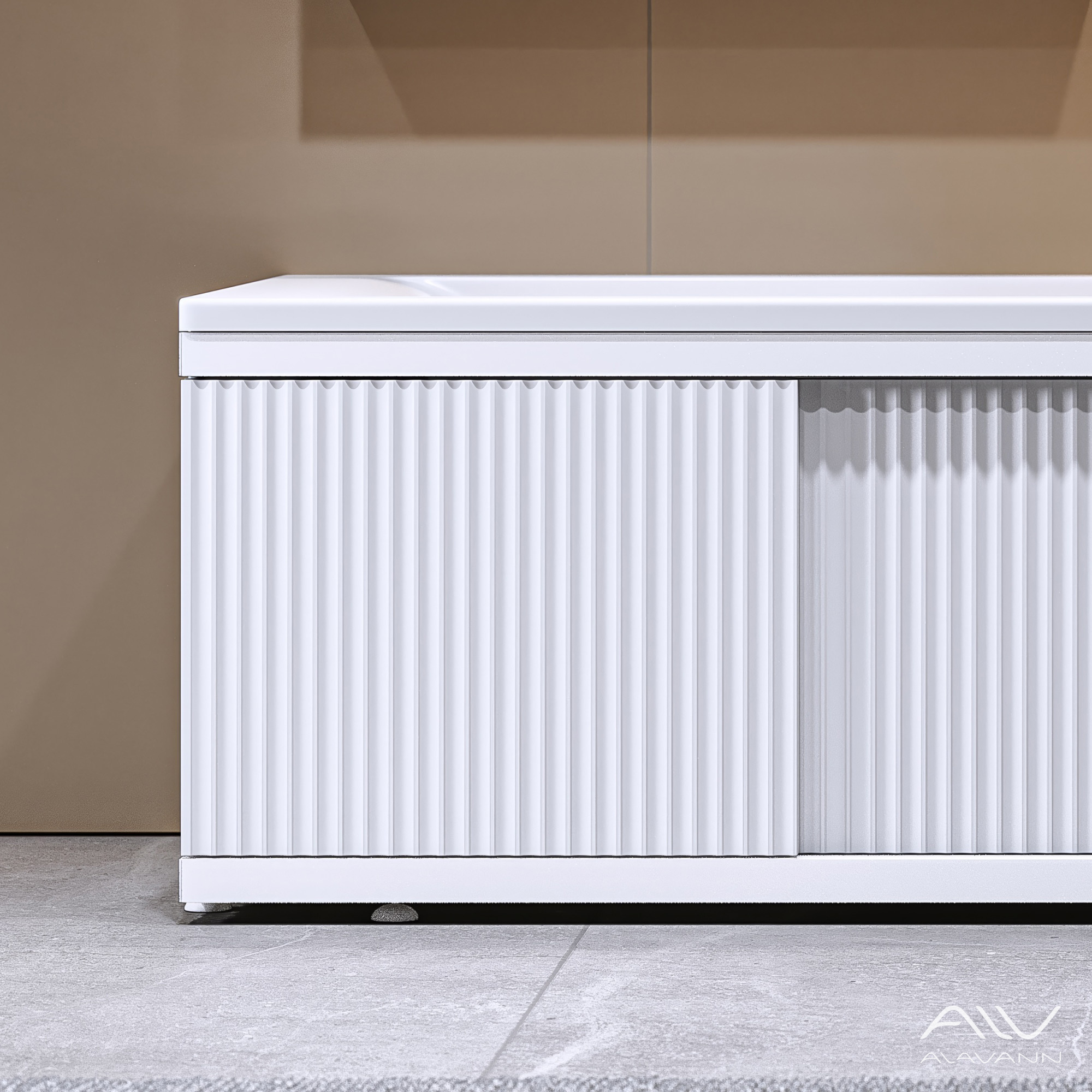 Экран под ванну Alavann Альт 150 белый с фрезеровкой, из МДФ, раздвижной