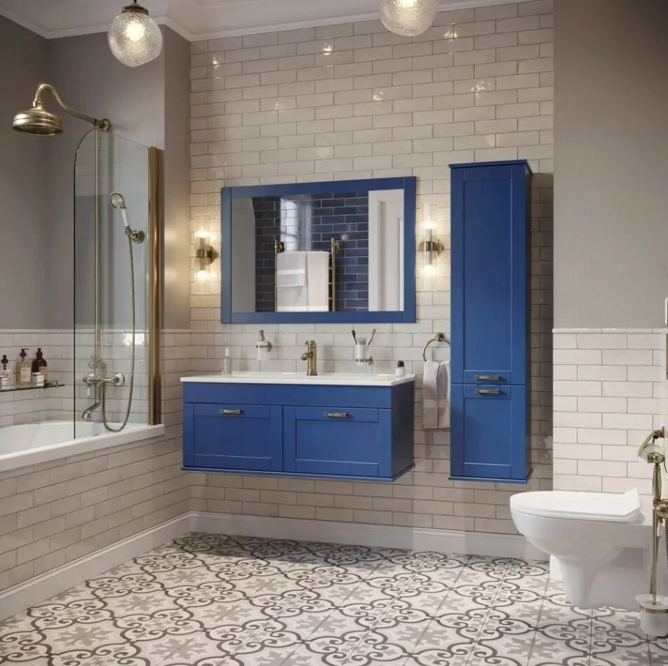 Тумба с раковиной Sanflor Ванесса 105 подвесная, индиго Тумба с раковиной Sanflor Ванесса 105 подвесная, индиго