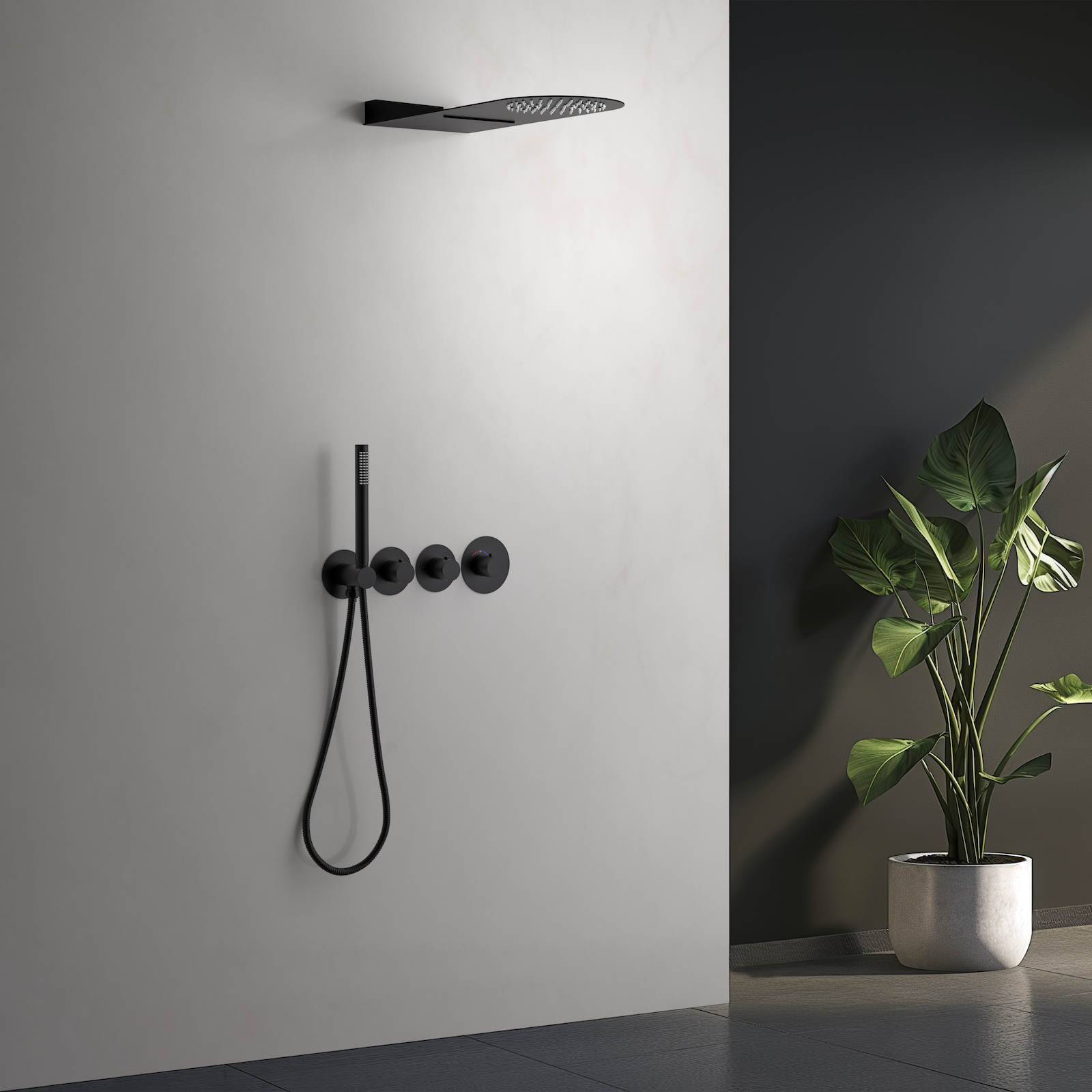 Душевая система встроенная с термостатом Timo Saona SX-2350/03SM черный