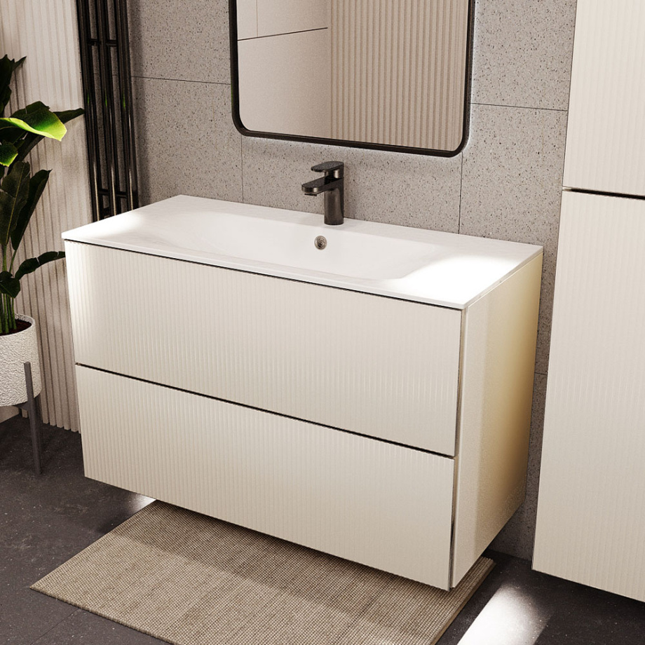 Тумба с раковиной подвесная (100 см) Terminus Euromix EUR101002900101OSL, айвори