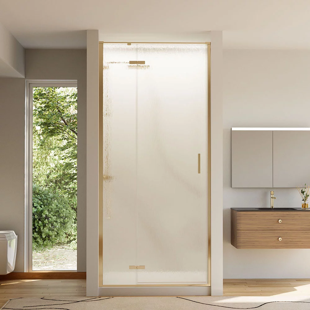 Душевая дверь Veconi Vianno VN-73RG/L, 1000x1950, Золото брашинг, стекло дождь