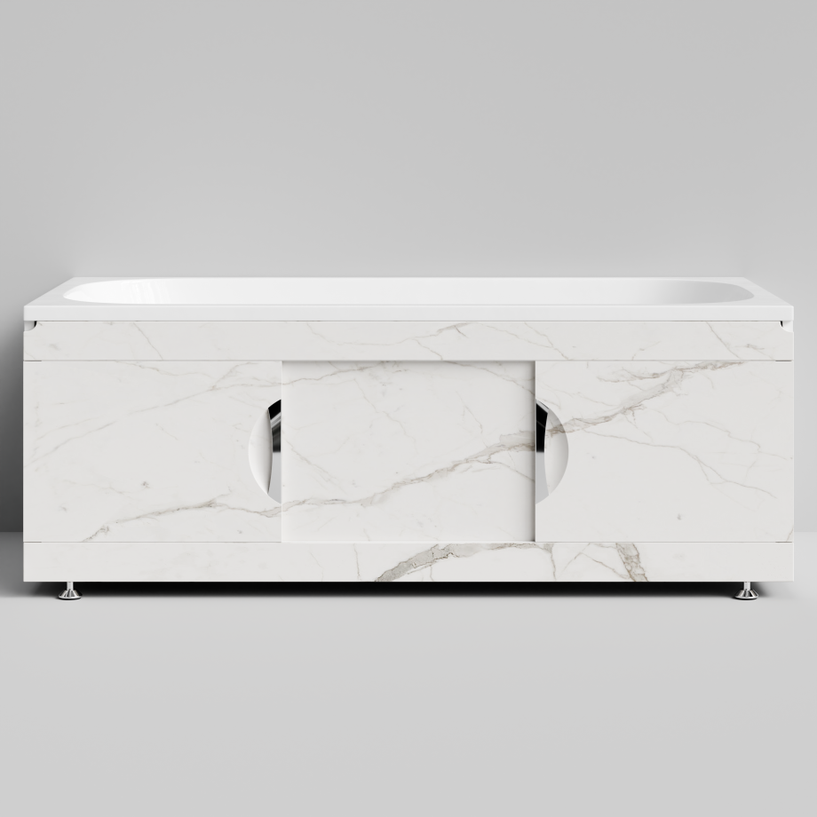 Экран под ванну Vod-ok Топ 150 раздвижной Мрамор Белый натур милк