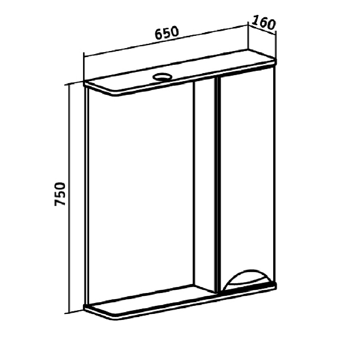 Зеркало с шкафчиком Runo Барселона 65 R, белый