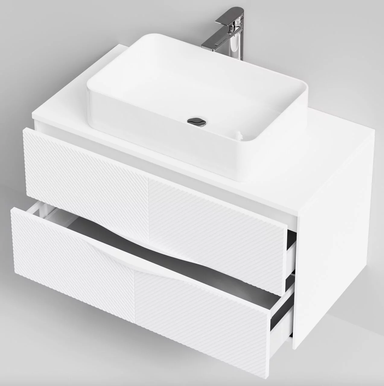 Тумба подвесная Vod-ok Липс 90 с раковиной Олимпия 560, белый + 7 цветов