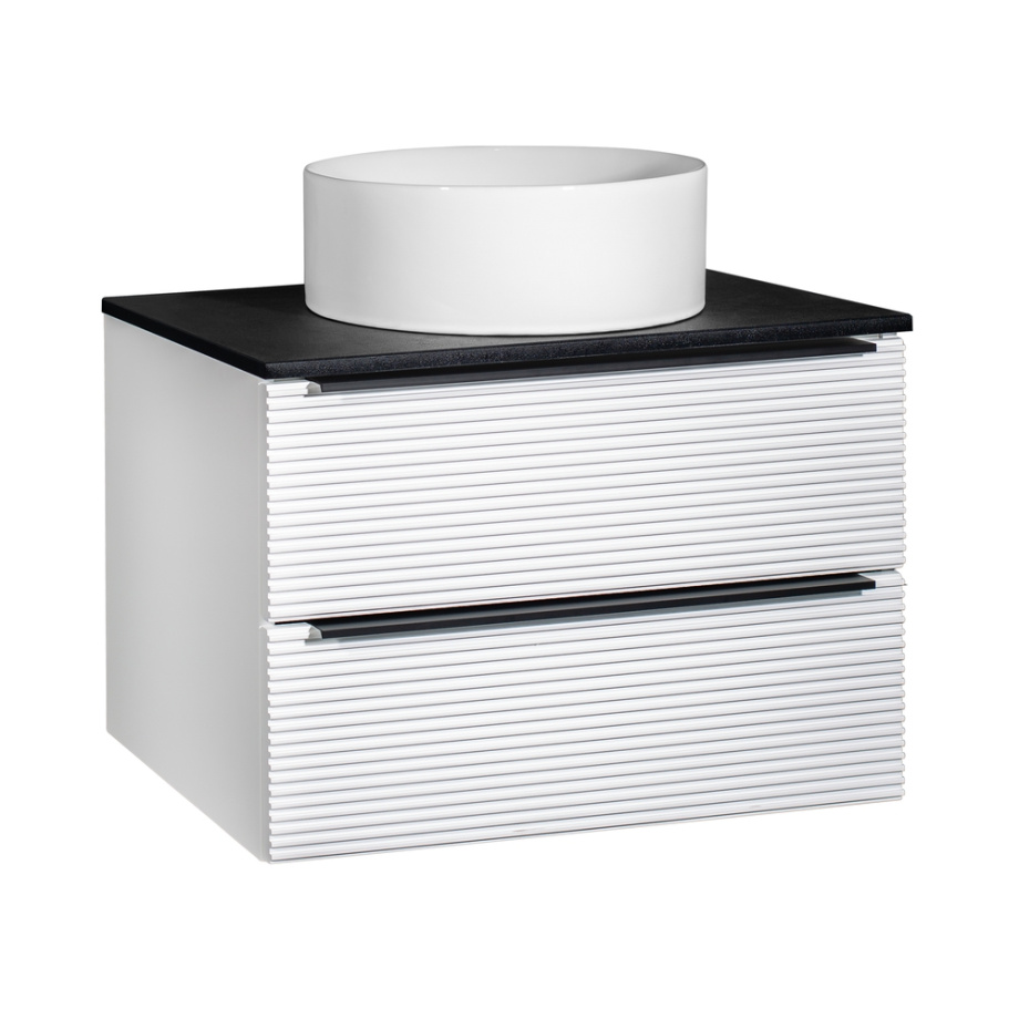 Тумба подвесная Runo Орлеан 70 под накладную раковину, белый матовый/чёрный