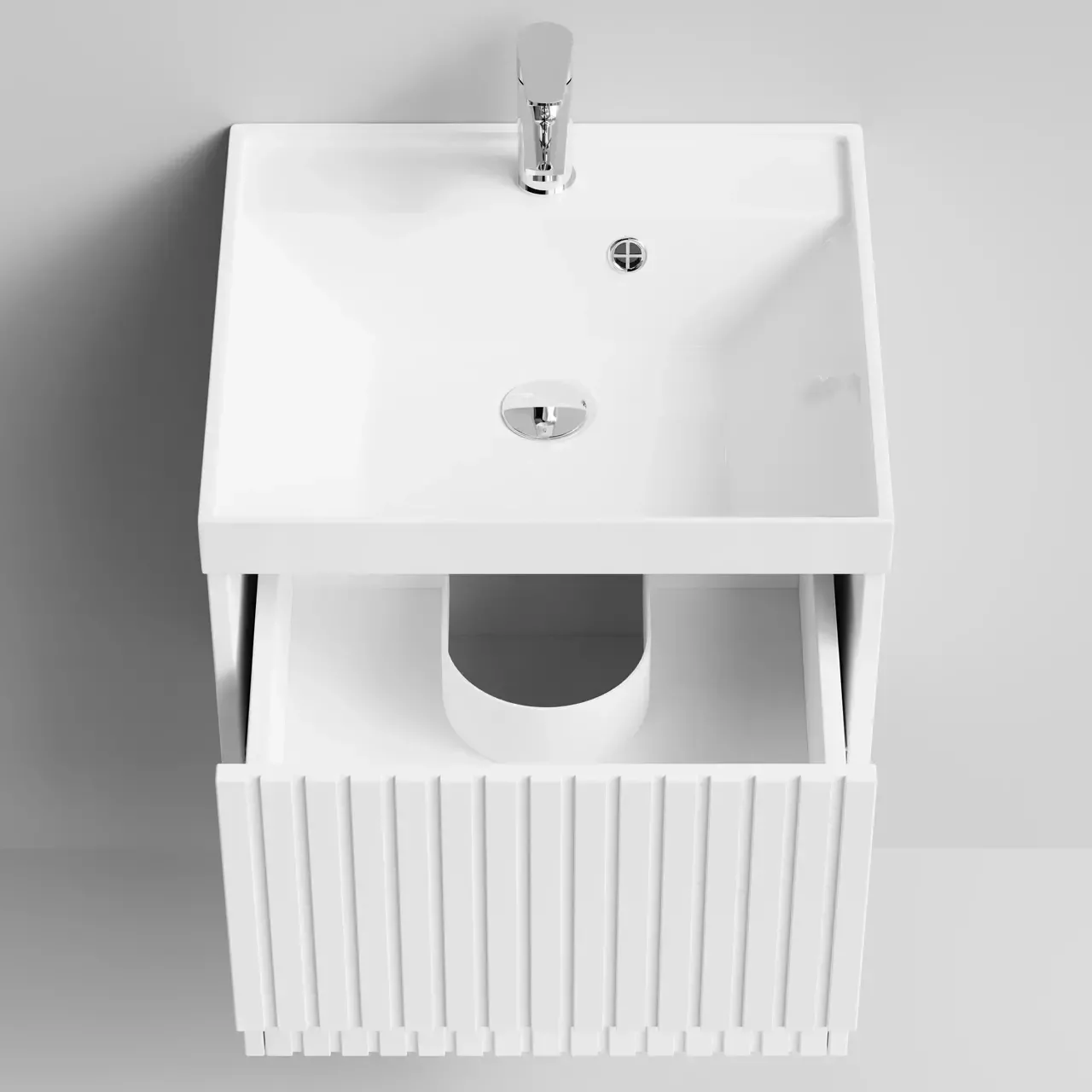 Тумба подвесная Vod-ok Тач 50 2 ящика с раковиной Classica 50, белая + 13 цветов