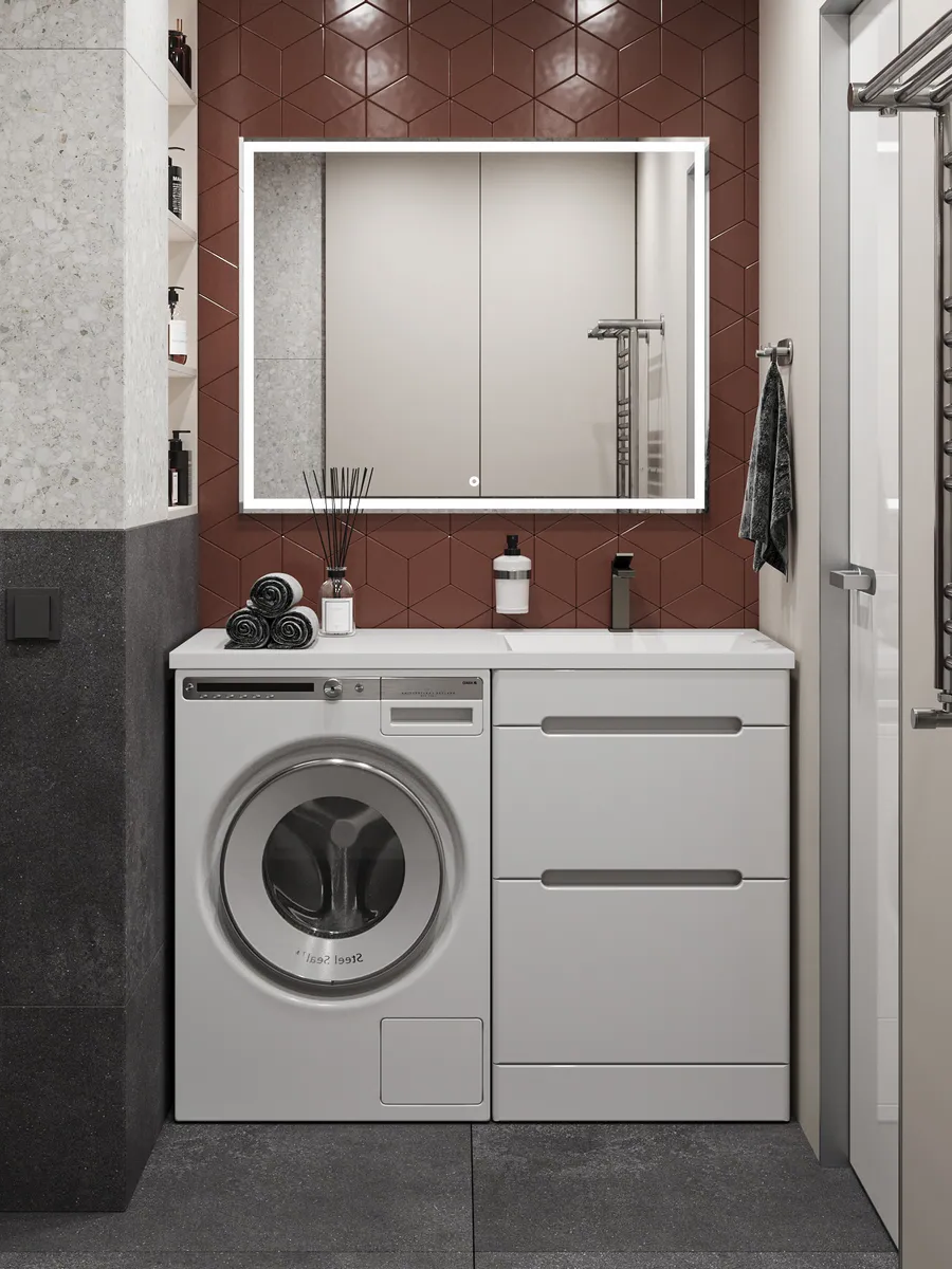 Тумба напольная SanStar Толедо 60 с раковиной Даллас 120 правый белая