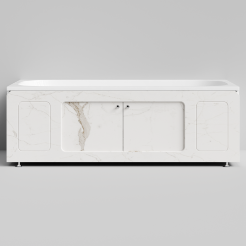 Экран под ванну Vod-ok Лидер 170 раздвижной Мрамор Белый натур милк