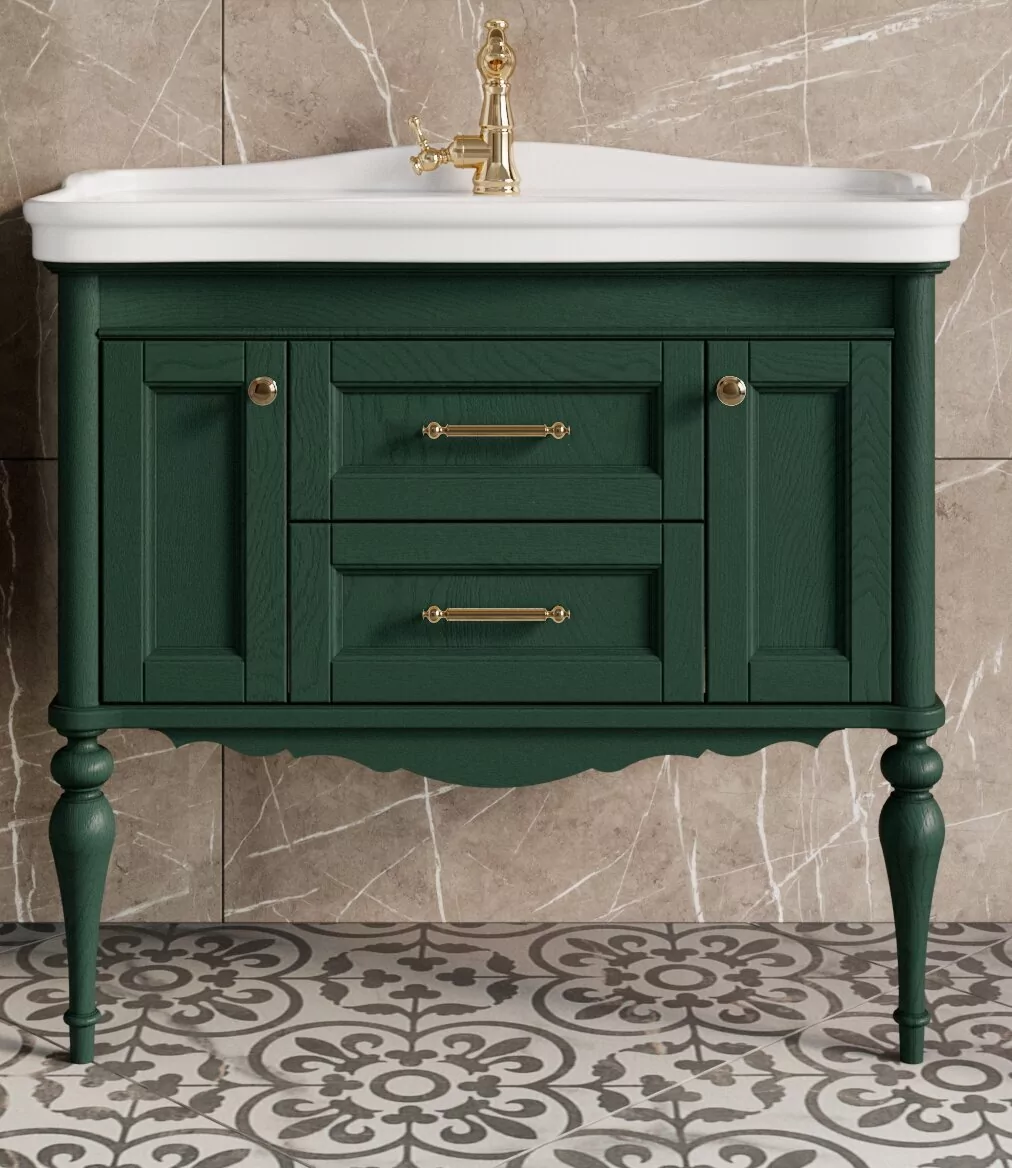 Мебель для ванной ValenHouse Эстетика 100, комплект, напольный, зеленый, фурнитура золото