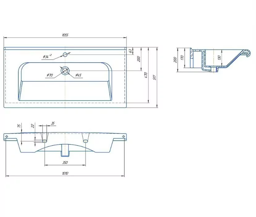 Тумба с раковиной Sanflor Бруно 105 напольная, белый матовый/орегон от магазина Vanna-Vanna.ru!