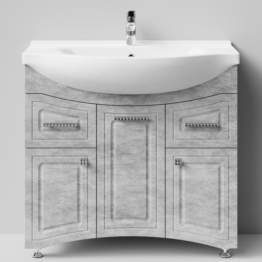 Тумба с раковиной Адам 90 напольная, Горный камень, петли слева