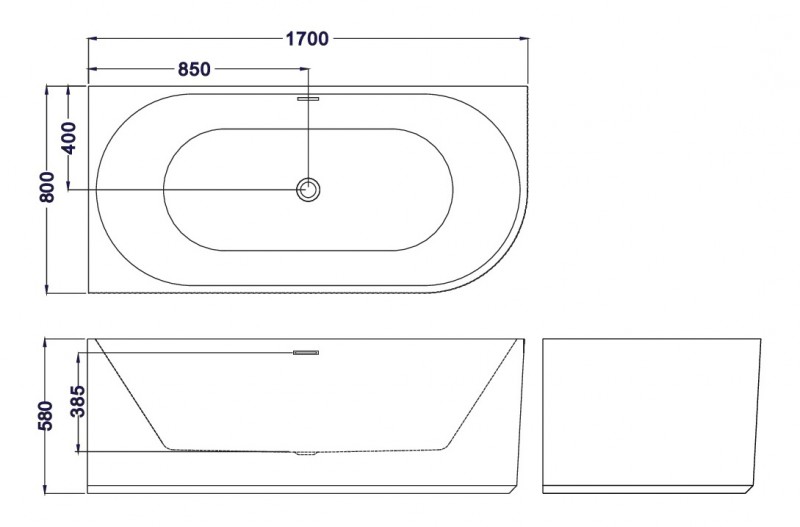 Ванна Esbano Bagama (right) 1700x800x590
