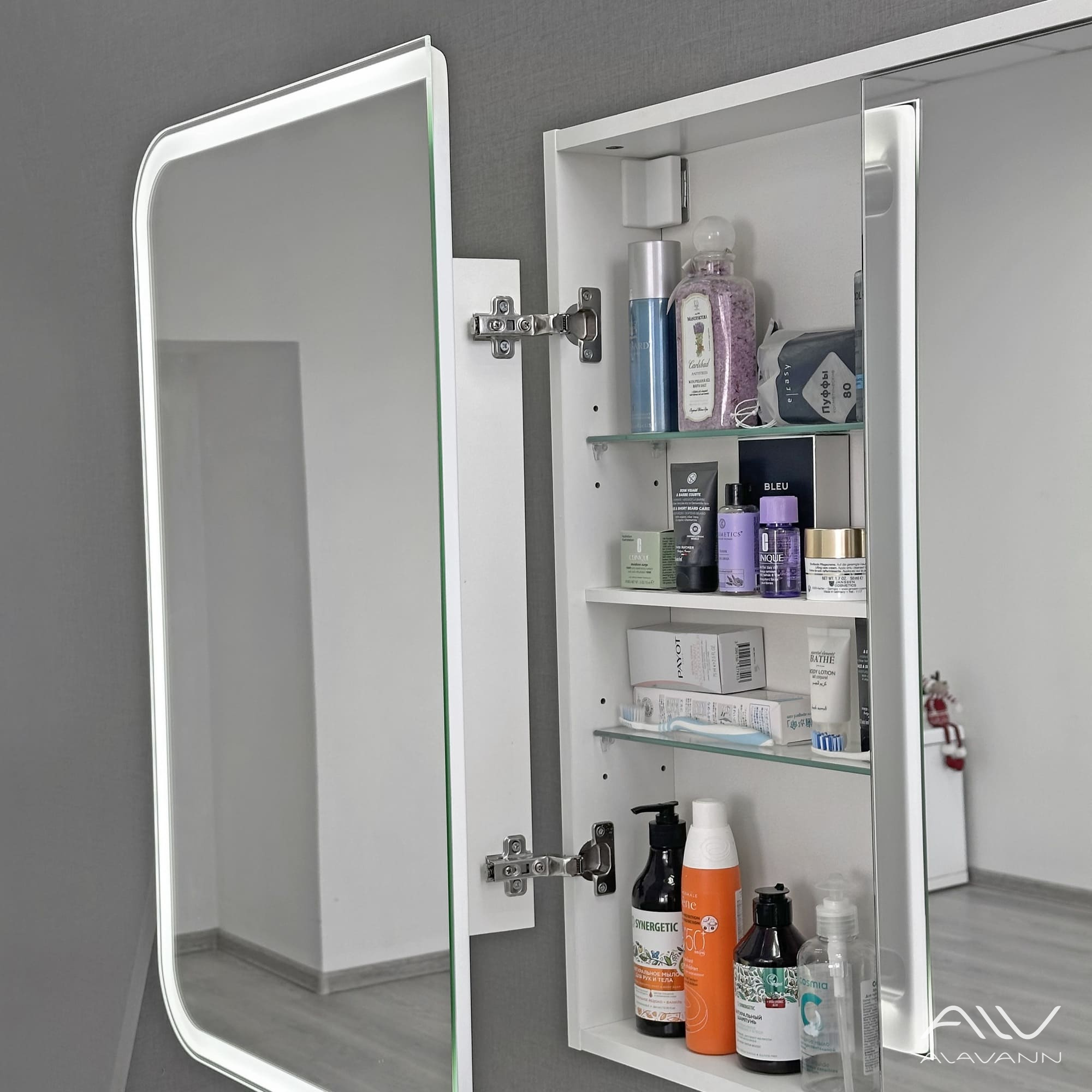 Зеркало-шкаф Alavann Cosmetic Light 100 свет, приближение, сенсор, перевертыш