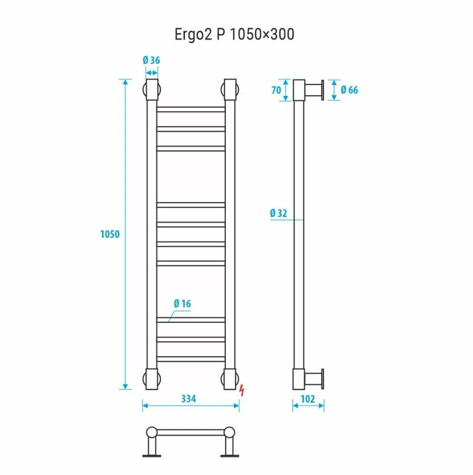 Полотенцесушитель электрический Energy Ergo2 P 1050x300 прямой, хром от магазина Vanna-Vanna.ru!