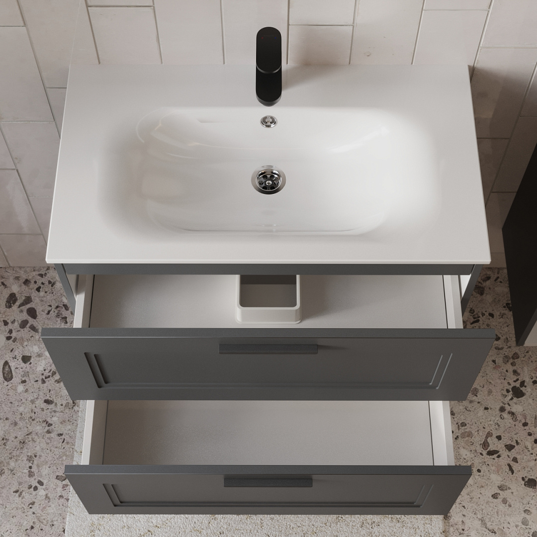 Тумба с раковиной подвесная (80 см) Terminus Classik CLA10802701601O, графит