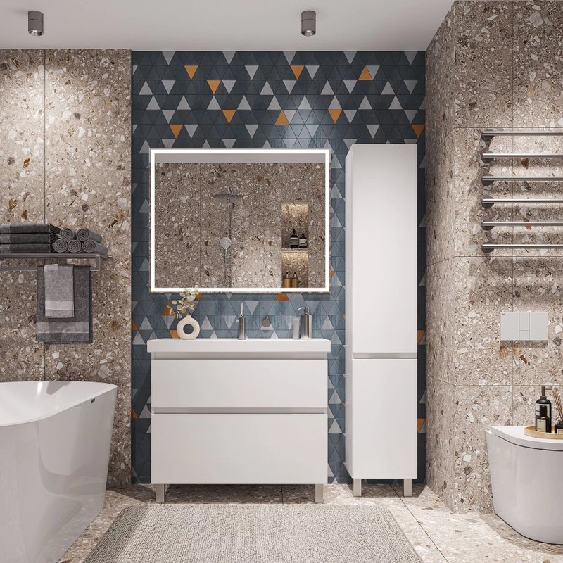 Пенал напольный/подвесной SanStar Riana, универсальный, белый