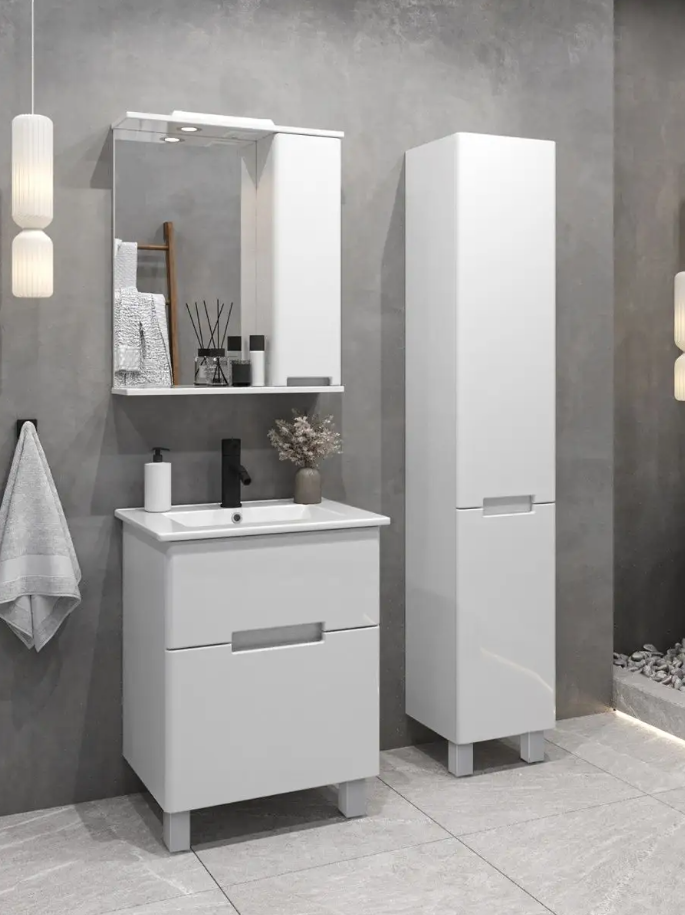 Тумба напольная SanStar Ориана 60 с раковиной Moduo 60, белая