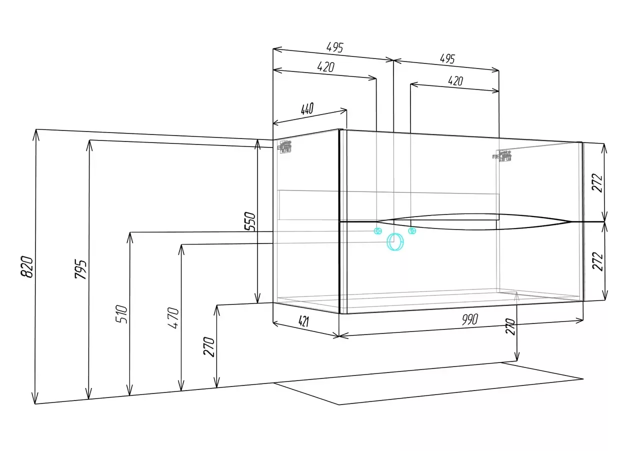 Тумба с раковиной Vod-ok Адель 100 подвесная, белая + 13 цветов