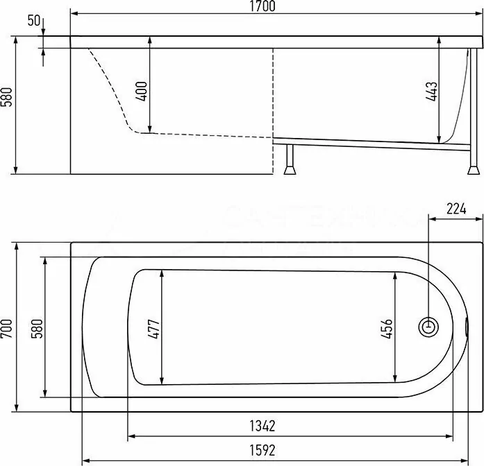Ванна акриловая Timo Mika 170x70
