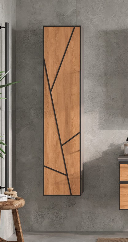 Пенал EQUIL Ferro 36 подвесной лен антрацит/дуб мадера, L