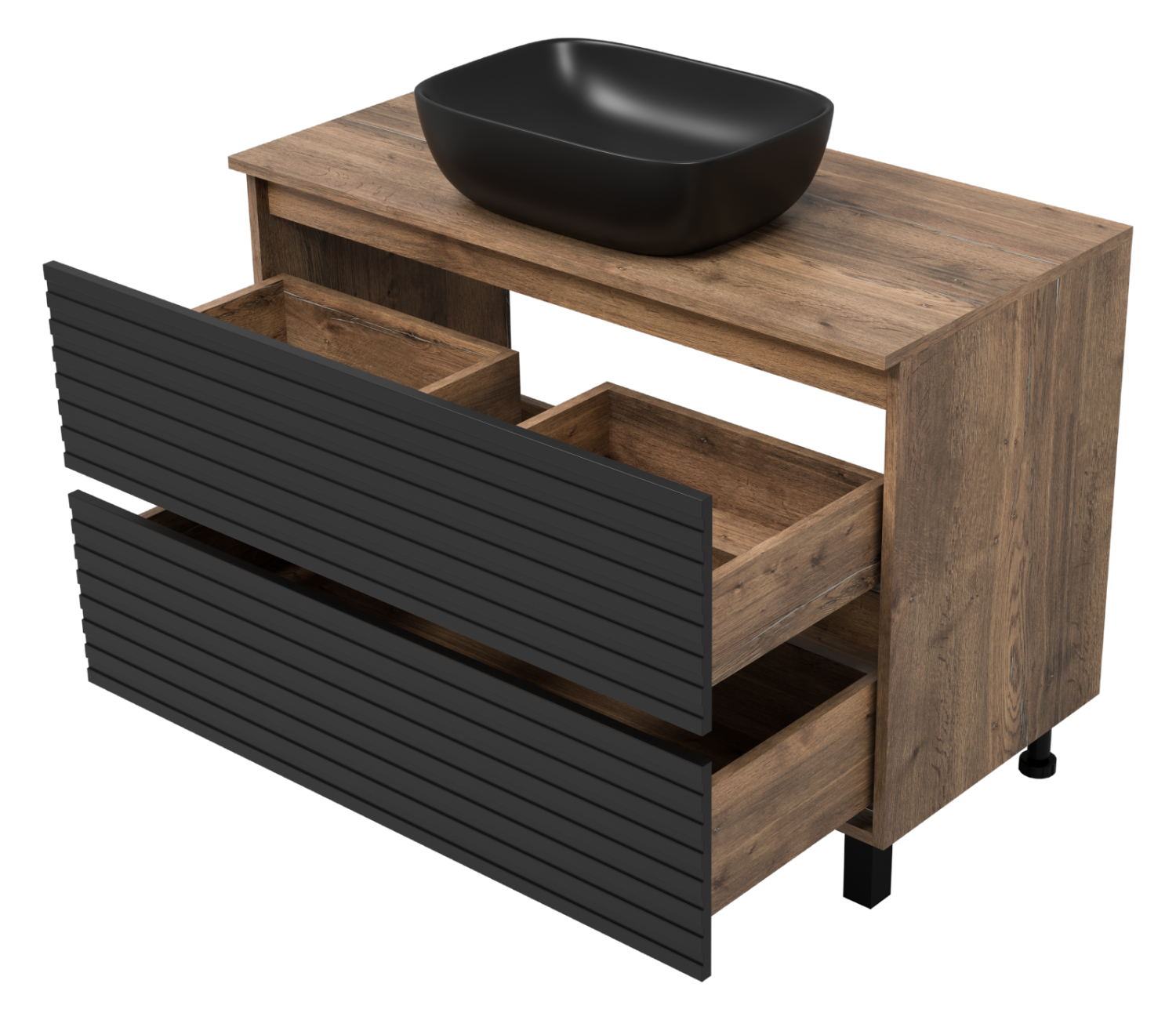 Тумба с раковиной Brevita Dakota 100 черный/дуб галифакс
