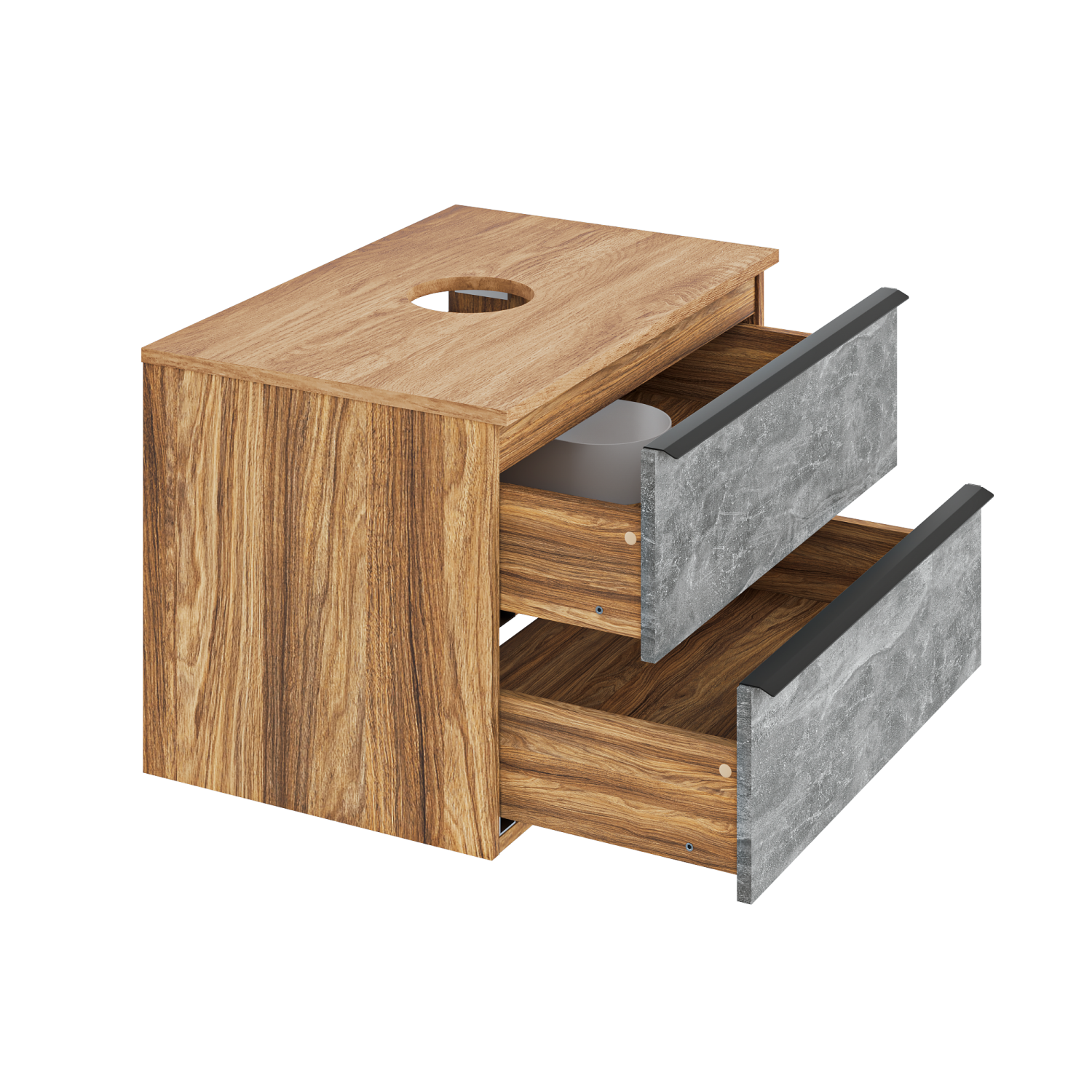 Тумба подвесная Runo Мальта 70 под накладную раковину, серый/дуб