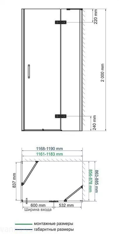 Душевой уголок WasserKraft Aller 10H07R 120х90 прямоугольный, без поддона, прозрачное стекло, хром