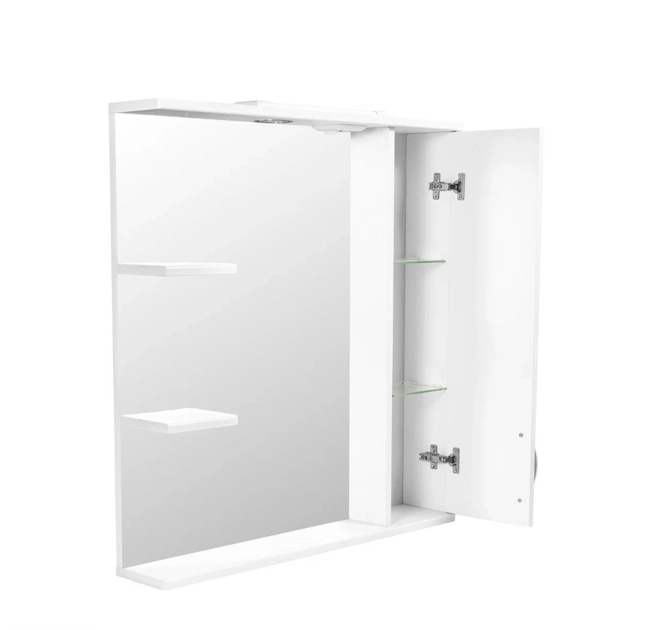 Зеркало-шкаф Stella Polar Кармела 75/С R свет, Люкс белое серебро