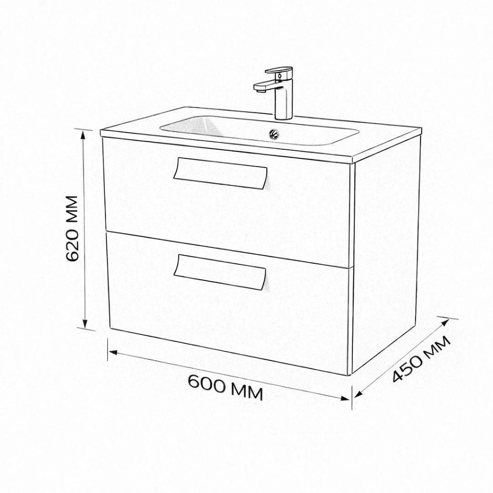 Тумба с раковиной подвесная (60 см) Terminus Noto NOT10602099901O, черный soft touch