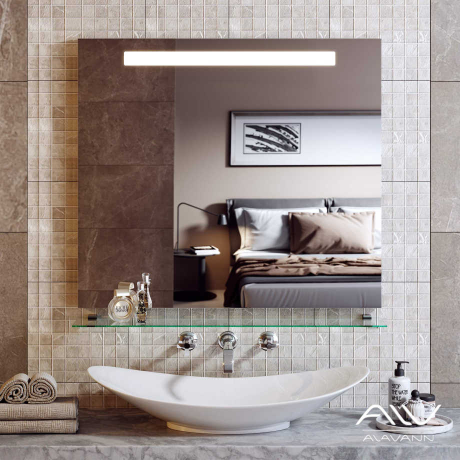 Зеркало Alavann Neve 90 свет, кнопочный выключатель
