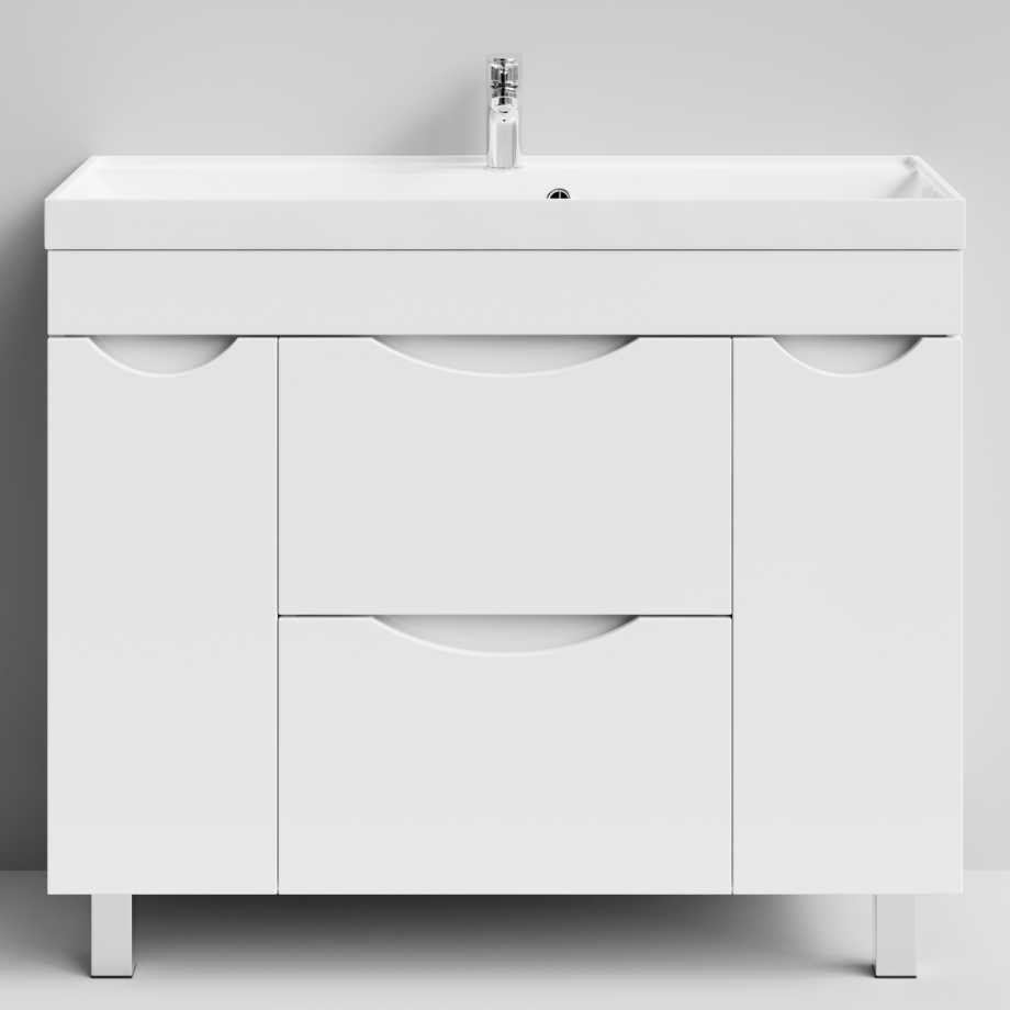 Тумба напольная Vod-ok Лайт 100 с раковиной Classica 100, белая + 13 цветов