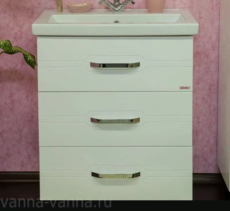 Тумба с раковиной Sanflor Анкона 70 напольная, белая от магазина Vanna-Vanna.ru!