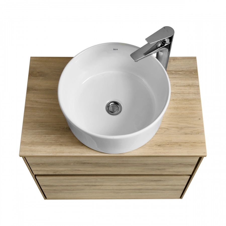 Тумба подвесная Aquaton Либерти 60 раковиной Одри 40х40 Soft, дуб эльвезия