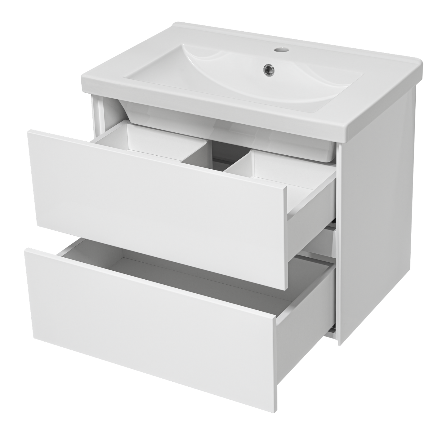 Тумба с раковиной Misty Твист 70 подвесная (белая)