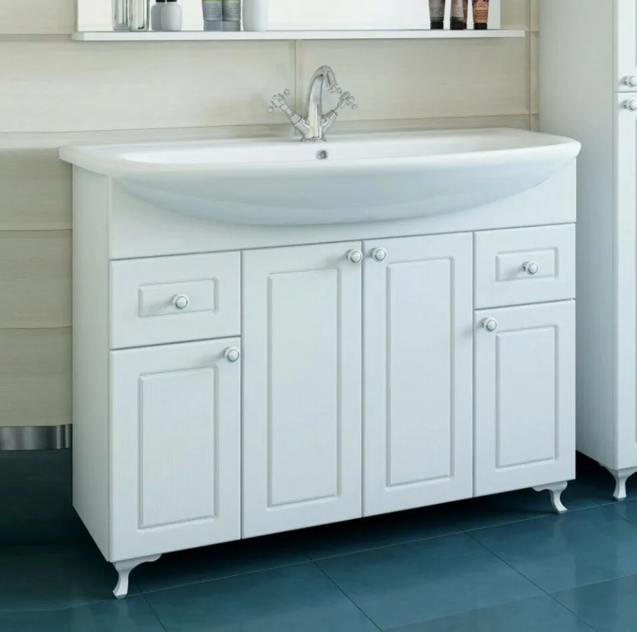 Тумба с раковиной Sanflor Софи 105 напольная, белая