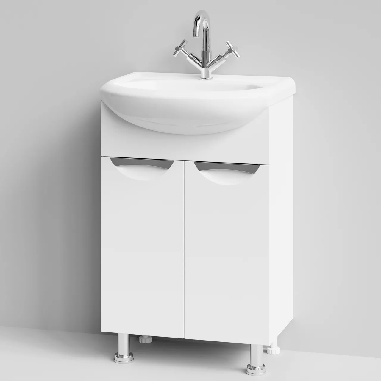 Тумба напольная Vod-ok Лира 55 с раковиной Уют 55, белая