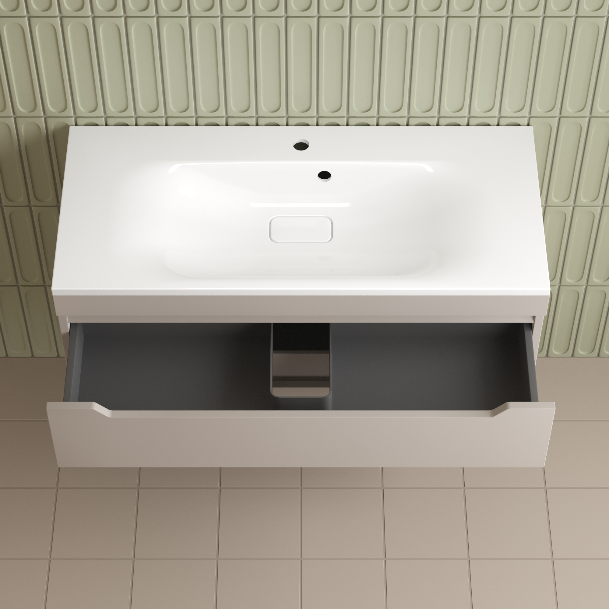 Тумба подвесная Style Line Остин 100 с раковиной Фортуна 100 белый, крем