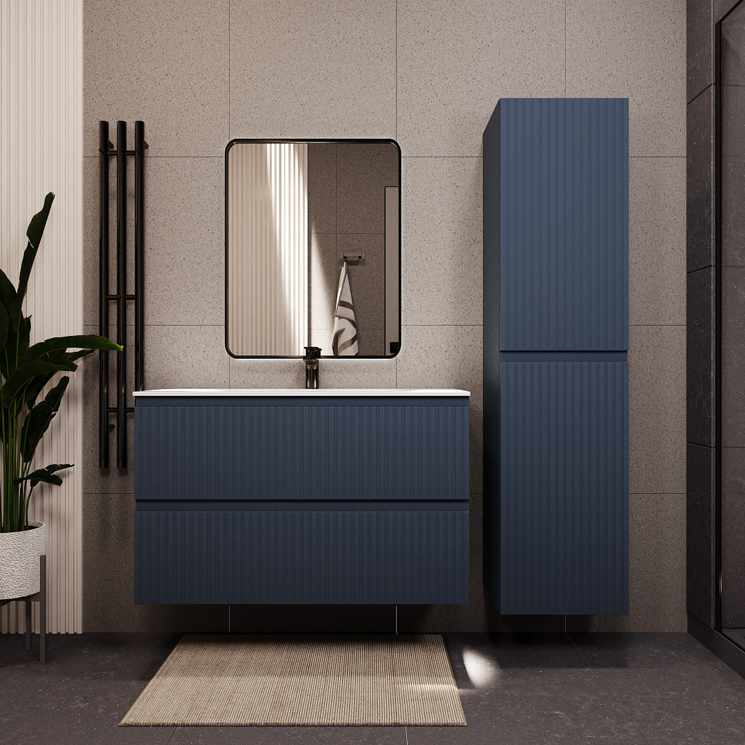 Тумба с раковиной подвесная (100 см) Terminus Vatikan VAT101002703101O, серый шёлк