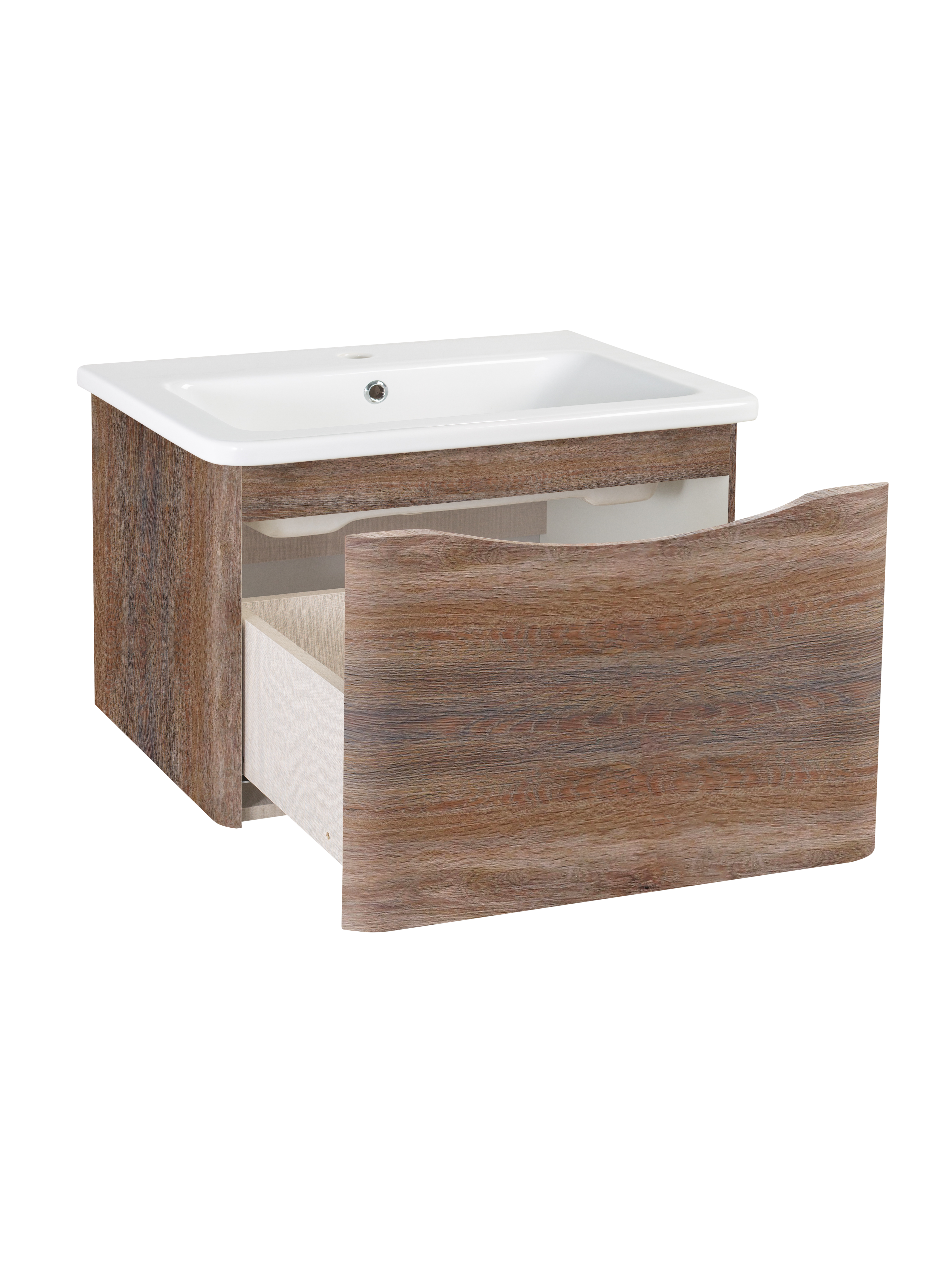 Тумба подвесная Runo Тоскана 80 с раковиной Никсон 80, темное дерево