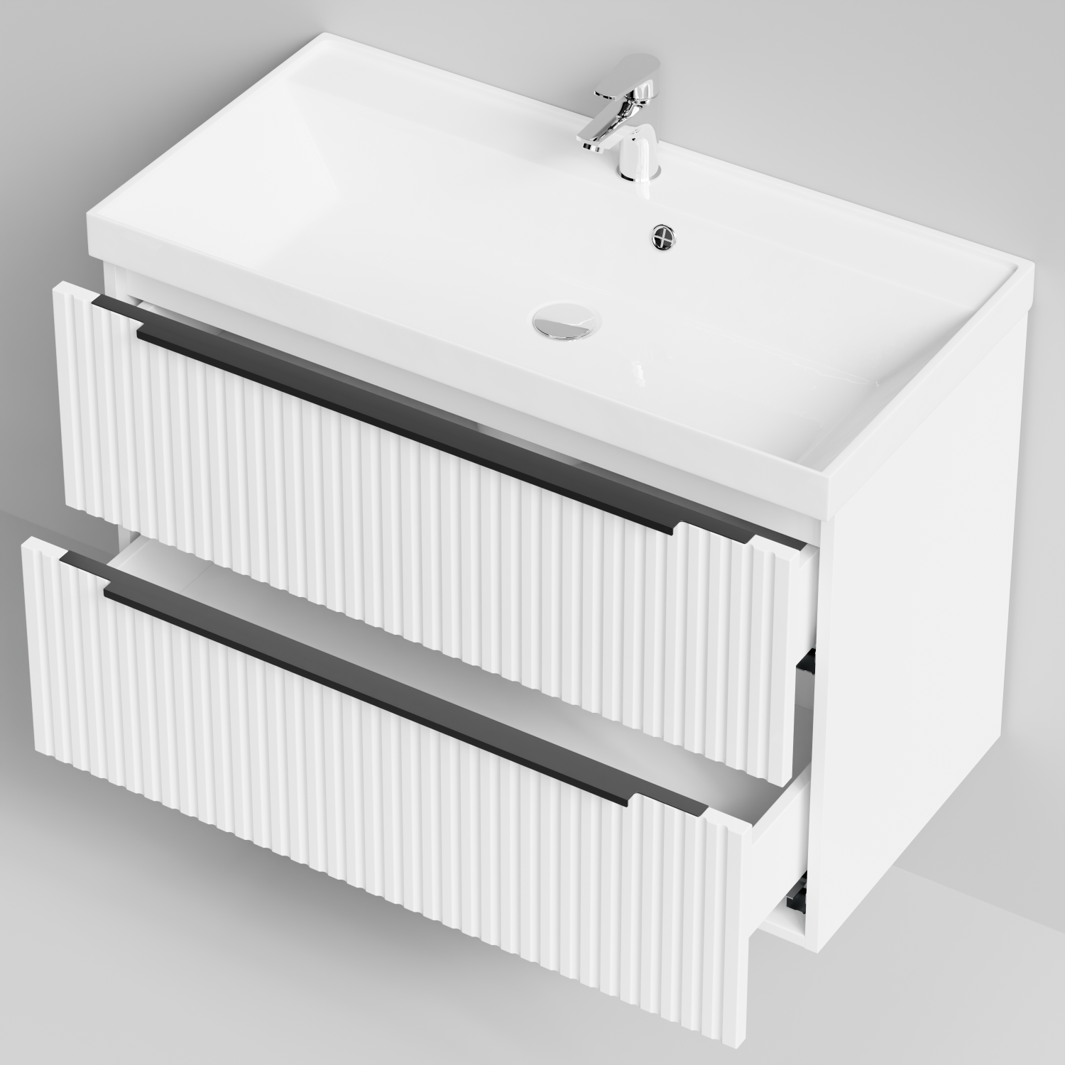 Тумба с раковиной Vod-ok Дольче 90 2 ящика, подвесная, белая + 13 цветов