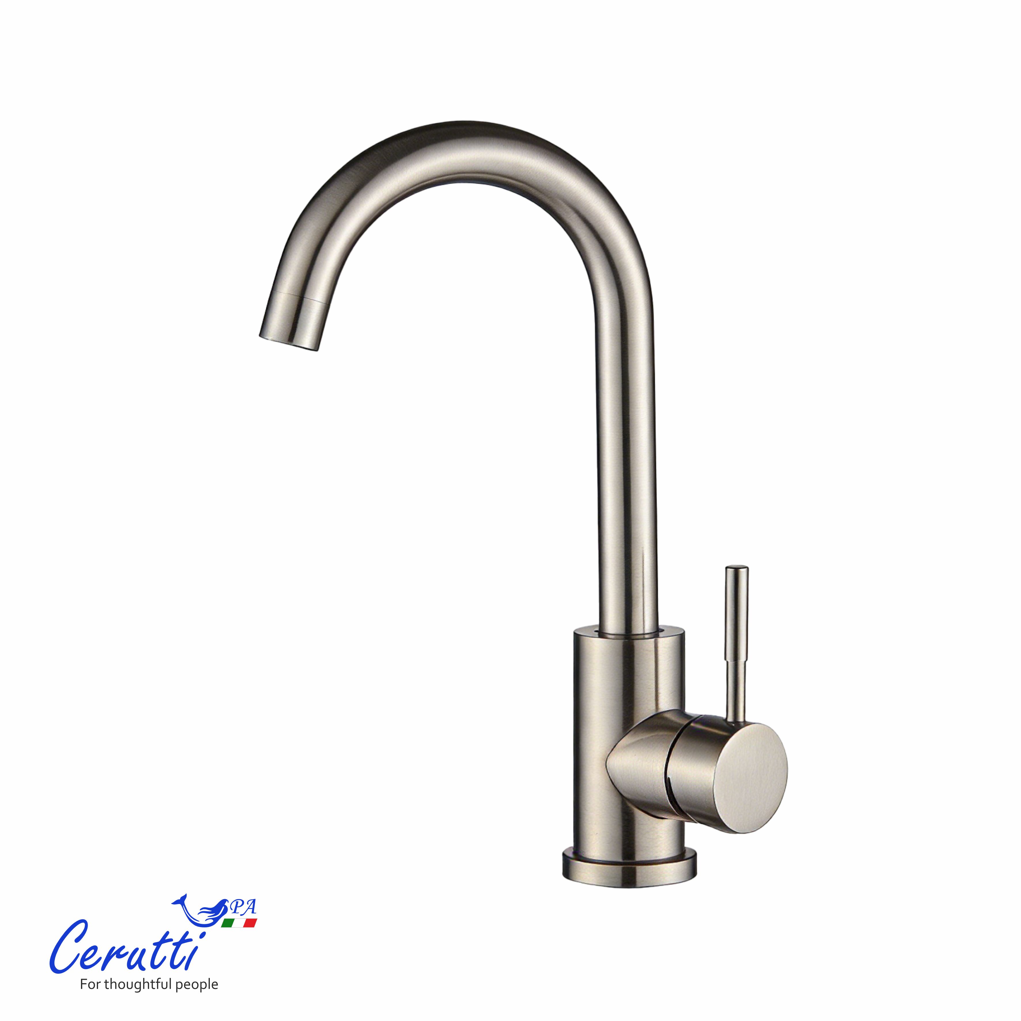 Cмеситель для кухни Ceruttispa Сельсо II BN (CELSO II BN) из нержавеющей стали, цвет матовый никель