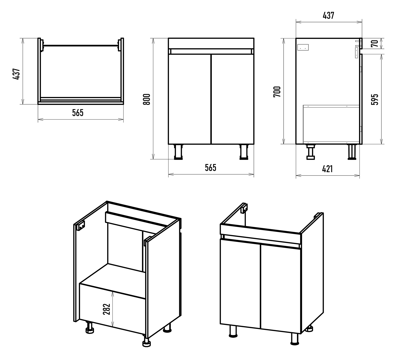 Тумба Misty Майна 60 с раковиной Como 60, напольный, графит/белый