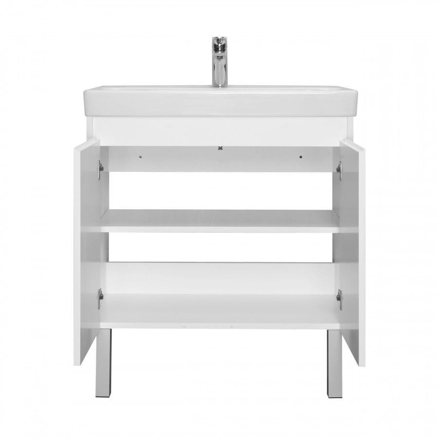 Тумба Aquaton Сканди Doors 80 с раковиной Адриана 80, напольная, 2 ящика, белый